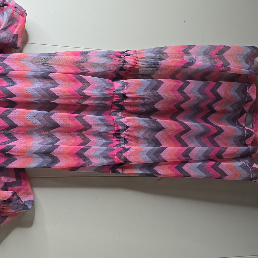 Pink and Gray Chevron Women's Dress La GuGu Medium - Picture 8 of 8